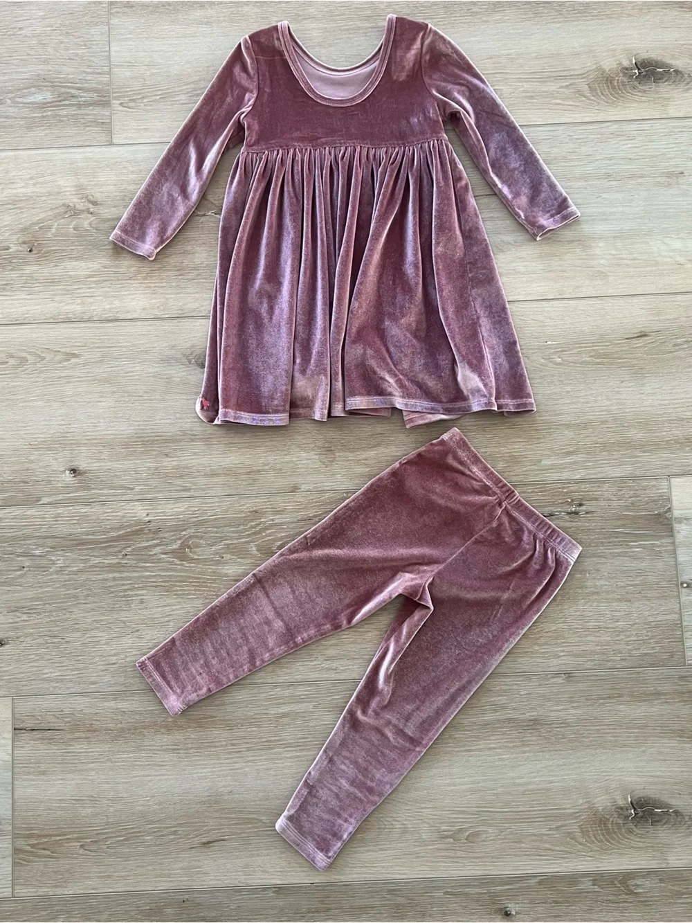 Pink Chicken New York velvet dress + leggings set